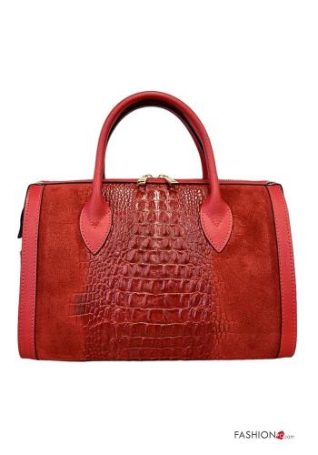 Genuine Leather Handbag with zip with shoulder strap