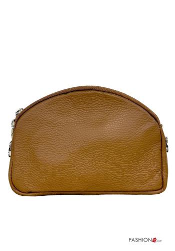 Pochette in Vera pelle con zip con tracolla - ph 1