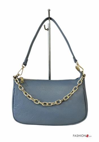 Bolsa de hombro de Cuero Genuino con bandolera con cremallera con cadena