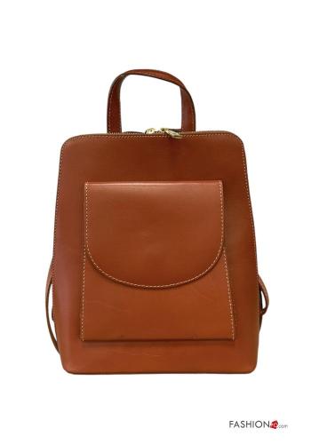 adjustable Genuine Leather Backpack with pockets with zip