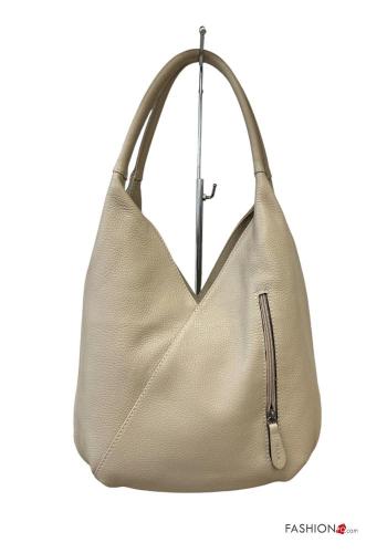 Genuine Leather Shoulder bag with pockets with zip