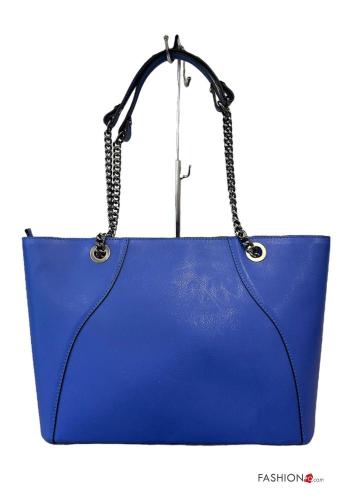 Bolsa de hombro de Cuero Genuino con cremallera con cadena