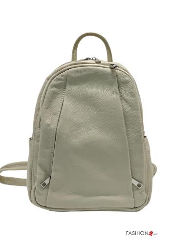 Genuine Leather Backpack with pockets with zip