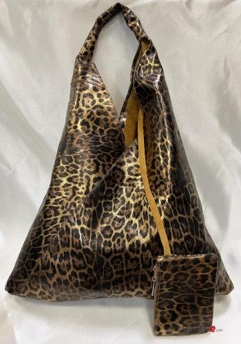 Tiermuster Shopper (Tote) aus Echtes Leder mit Portmonnaie mit clutch