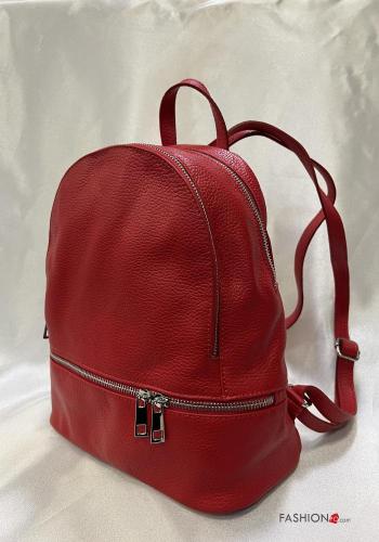 Zaino in Vera pelle con tasche con zip