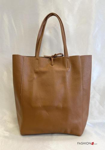 Mala de ombro em Couro Genuíno com bolsos com fecho