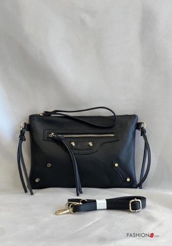 Borsa a spalla in Vera pelle con borchie con zip con tracolla