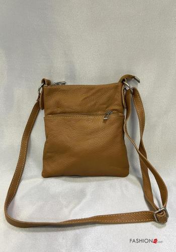 Genuine Leather Bag with pockets with zip