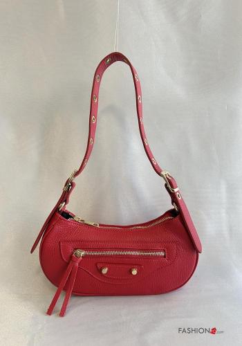 adjustable with buckle Genuine Leather Bag with zip with shoulder strap