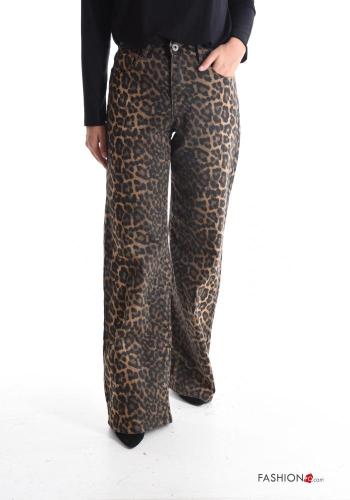 Vaqueros de Algodón Estampado animal con bolsillos con cremallera con botones - ph 1