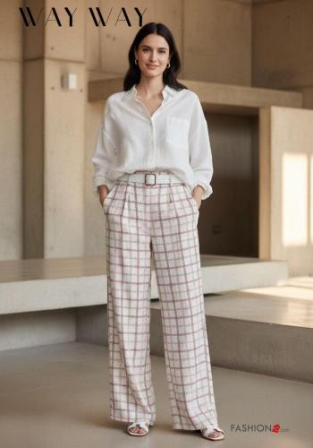 high waist Trousers with belt with pockets
