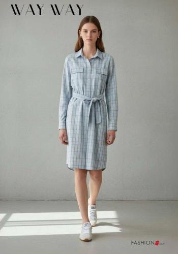 Abito in Cotone con cintura con bottoni