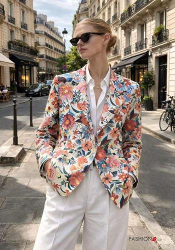 Cotton Blazer with pockets with shoulder pads