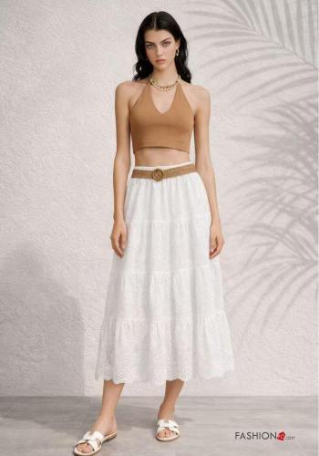 Jupe en Coton avec ceinture broderie anglaise