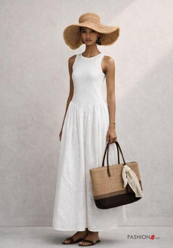 Robe en Coton sans manches broderie anglaise