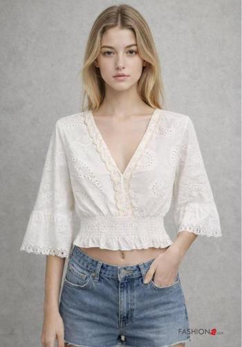 Top in Cotone scollo a V