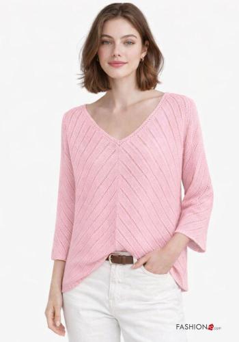 Lurex Strickpullover mit V-Ausschnitt - ph 1