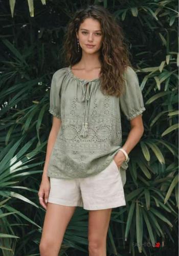 Camicia in Cotone in pizzo sangallo