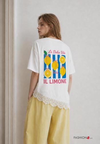 lace trim Cotton T-shirt