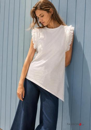 Cotton T-shirt broderie anglaise