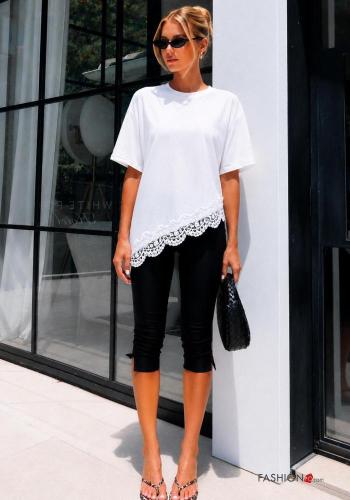 lace trim Cotton T-shirt - ph 1