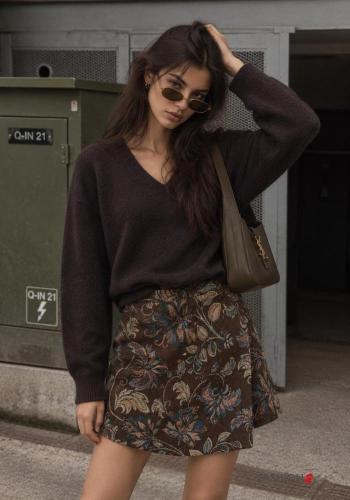 asymmetrical Cotton Skirt with zip
