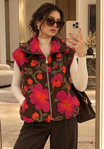 sleeveless Wool Mix Jacket with pockets with zip