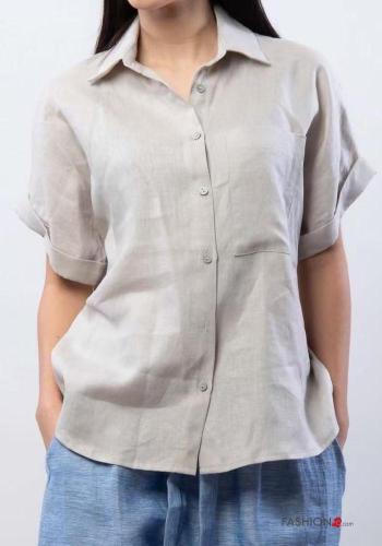 Chemise en Lin manches courtes avec poches