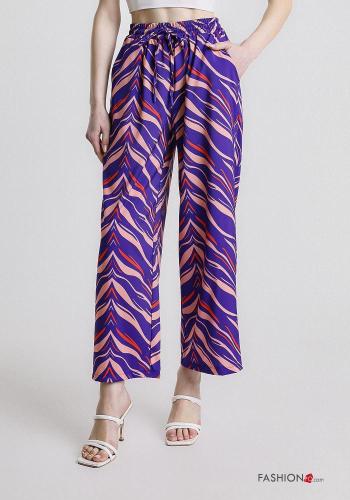 Pantalon imprimé avec ceinture en tissu