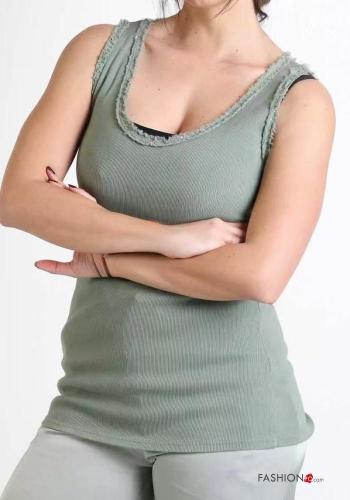 Gerippte Tank-Top aus Baumwolle mit Pailletten