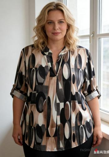 Geometrisches Muster Hemd mit Knöpfen