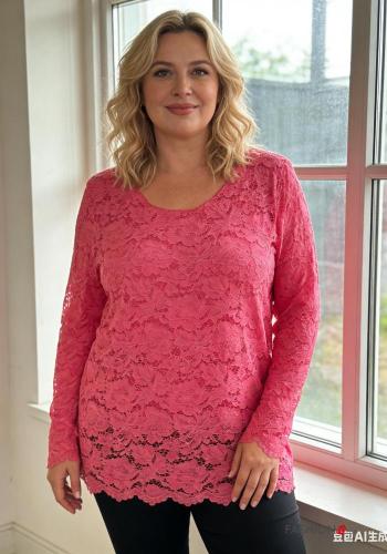 Blusa manga larga encaje cuello redondo sin forro - ph 1