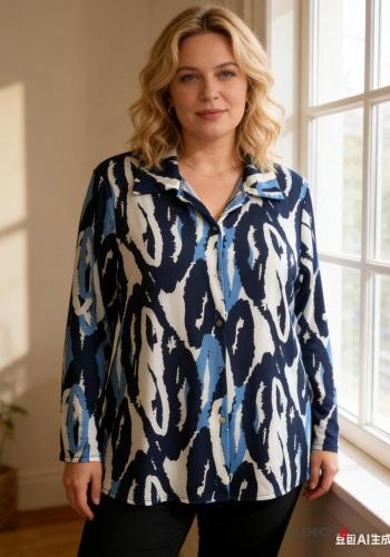 Blusa manga larga Estampado Geométrico con botones - ph 1