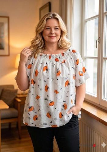 T-shirt maniche corte Fantasia con foglie