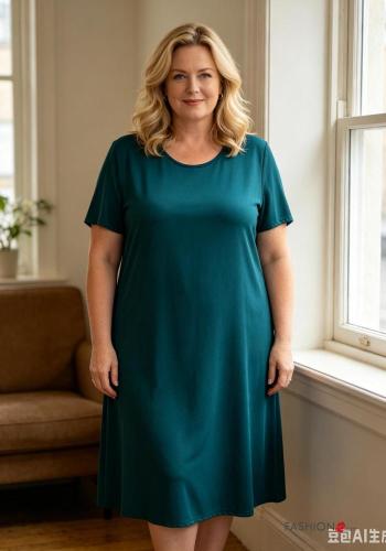 Robe longue col rond manches courtes - ph 1