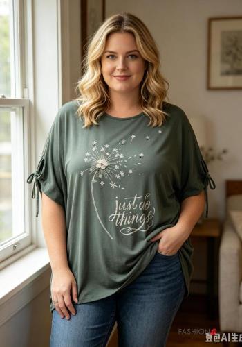 Floral short sleeve crew neck oversized T-shirt