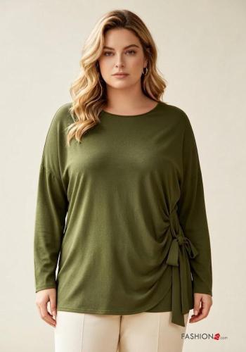Blusa maniche lunghe girocollo con nodo - ph 1