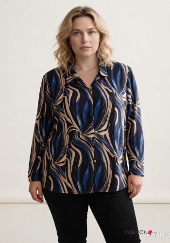 Camicia maniche lunghe Fantasia artistica con bottoni - ph 1