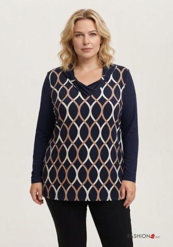 Blusa manga larga Estampado Artístico con cuello en v