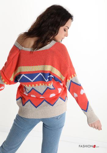 Cardigan in Cotton  with pockets Geometric Pattern - ph 2