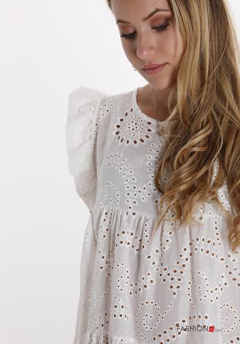 Kleid aus Baumwolle  Spitze mit Volants - ph 4