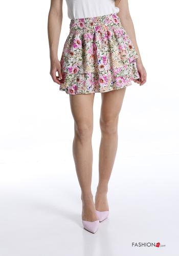 Minigonna  con balze Fantasia floreale - ph 1