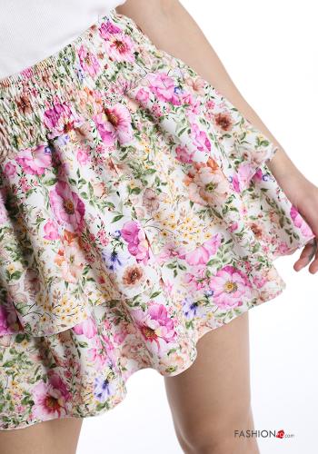 Minigonna  con balze Fantasia floreale - ph 4