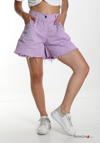 Shorts de Algodón  con bolsillos con tachuelas - ph 1