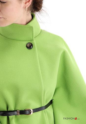 Mantella in Misto Lana a collo alto con cintura con bottoni - ph 4