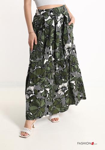 Floral Longuette Cotton Skirt with pockets - ph 1
