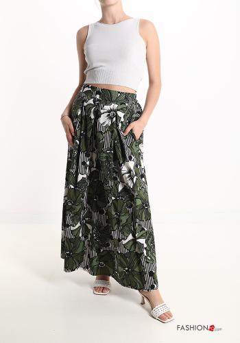 Floral Longuette Cotton Skirt with pockets - ph 5