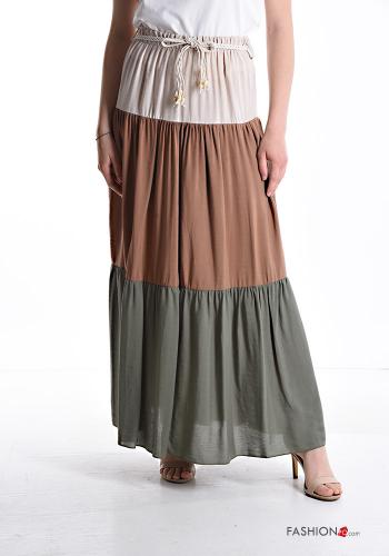 Falda de Lino Longuette con cinturón de cuerda con volantes con elástico - ph 1
