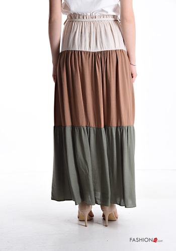 Falda de Lino Longuette con cinturón de cuerda con volantes con elástico - ph 2