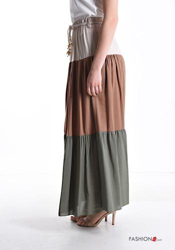 Falda de Lino Longuette con cinturón de cuerda con volantes con elástico - ph 3